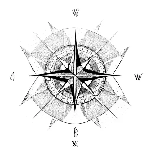 A Compass With Intricate Arrow Designs