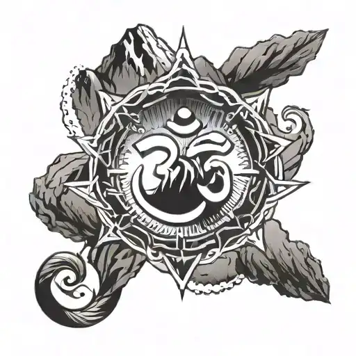 Om Symbol On Mountain Peak