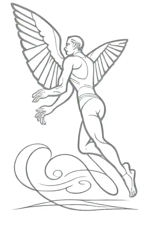 A Minimalist Tattoo Design Of A Runner With Wings Inspired By Egyptian Mythology