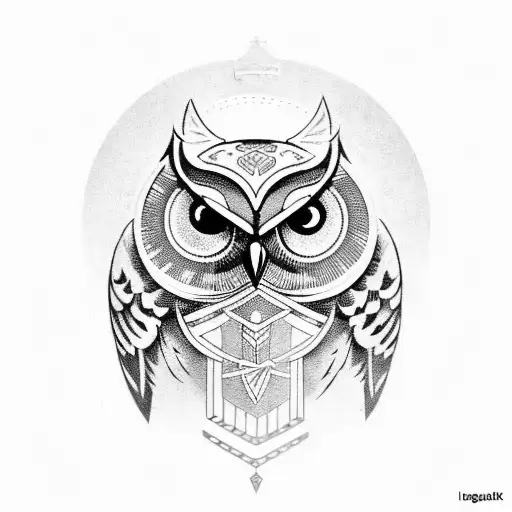 Owl With A Greek Helmet