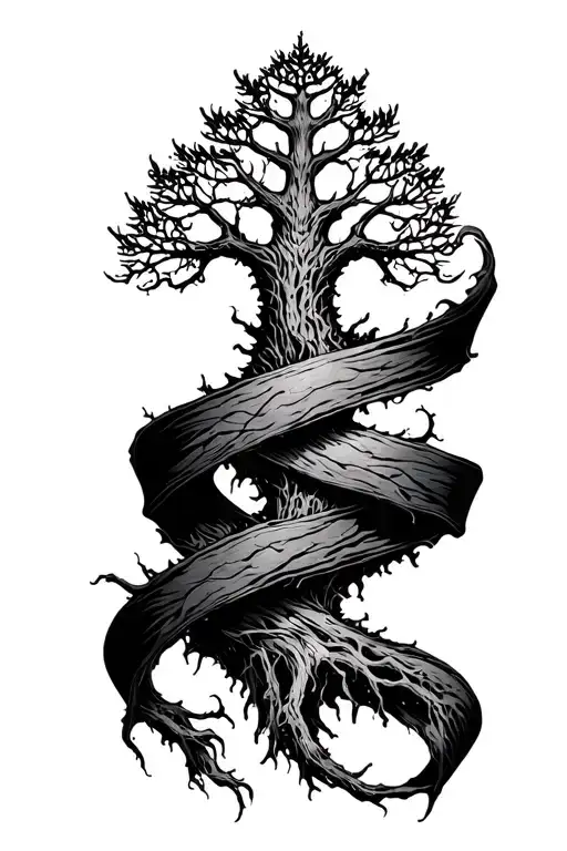 Yiggdrassil And Cancer Ribbon Wrapped