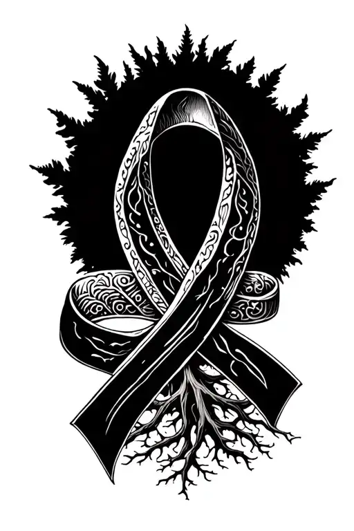 Cancer Ribbon Wrapped Around Yiggdrasil