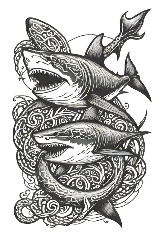Shark With An Anchor Intertwined