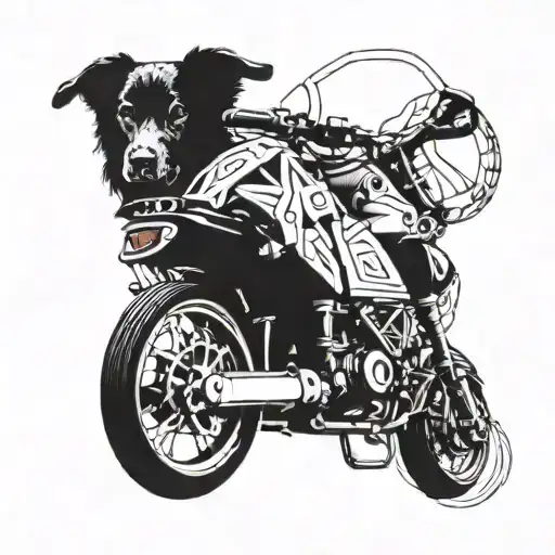 A Motorcycle Morphing Into A Dog Silhouette Intertwined
