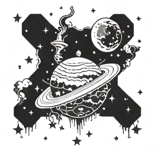 Sky And Stars And Planet Represented