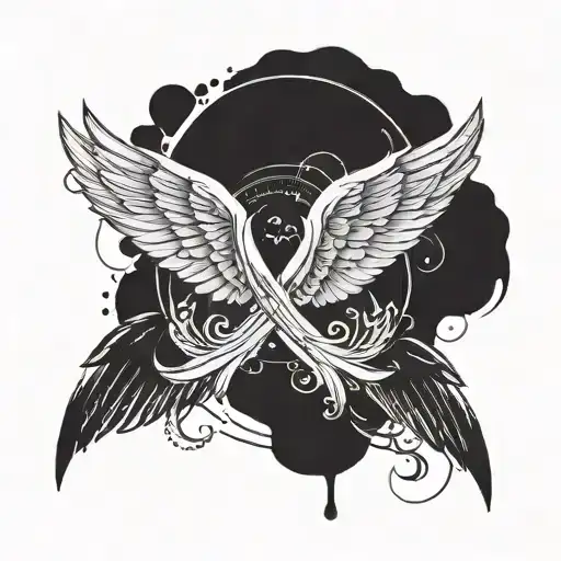 Angel Wings With Semicolon In The Middle And Infinity Symbol As Halo