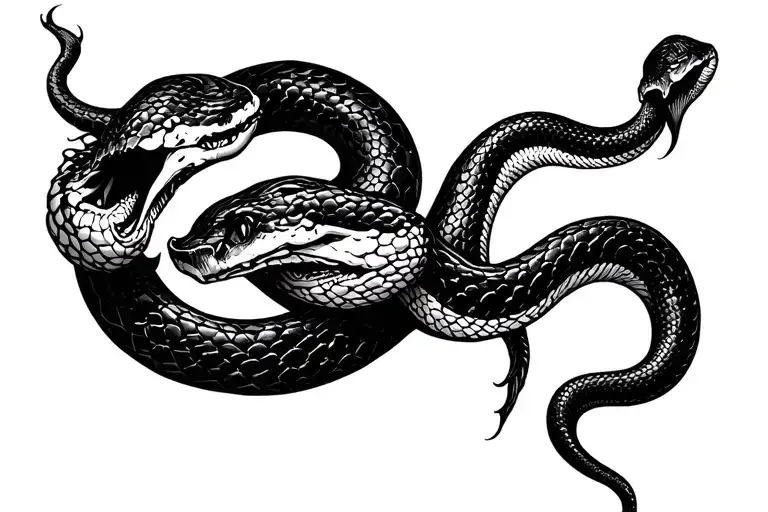 A Snake Tattoo With A Severed Head On The Wrist