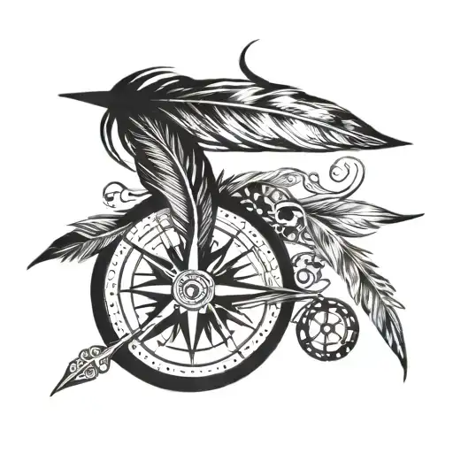 Feather With Compass
