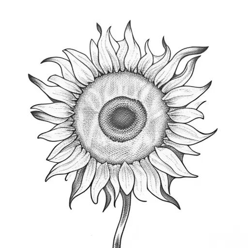 Small Burning Sunflower Tattoo For The Neck
