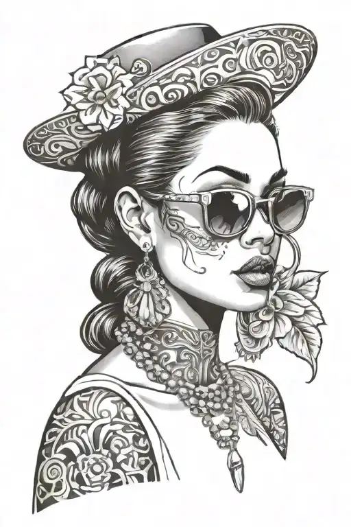 Women Chicano Gangster Portrait