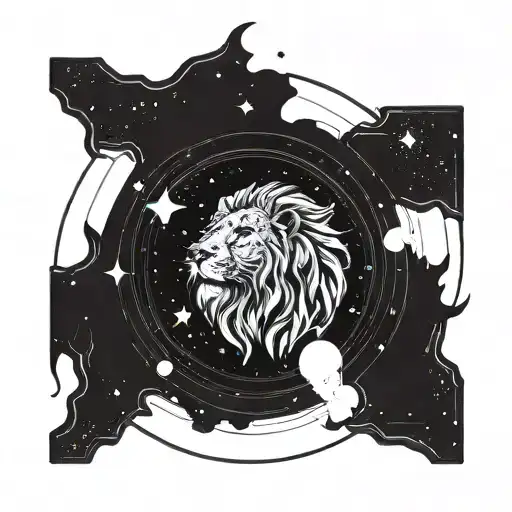 Galactic Lion Constellation Blending Into A Vinyl Record