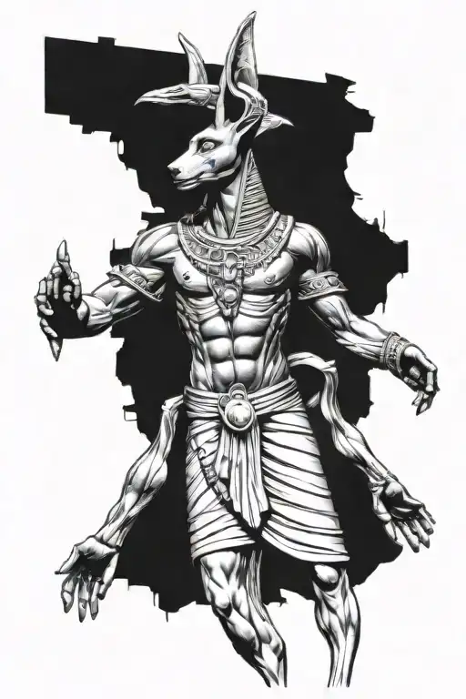 Realistic Anubis Egypcian God Atlas Holding Hands