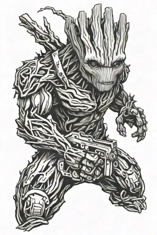 Groot With M4 With Name And Death Date