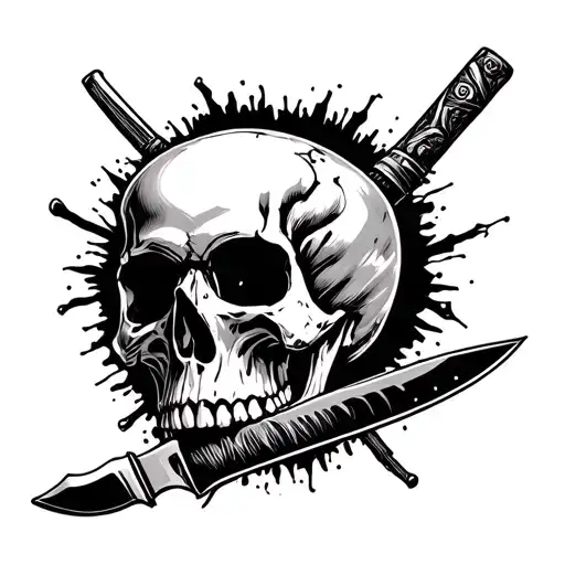 Skull With Knife Crossed