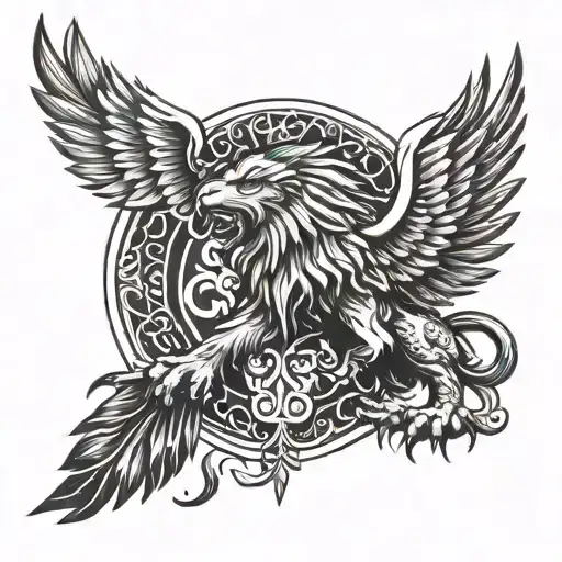 Polish Eagle And A Lion Head Jin And Jang Symbol Transformed
