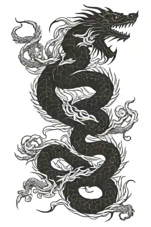 Japanese Dragon Entwined