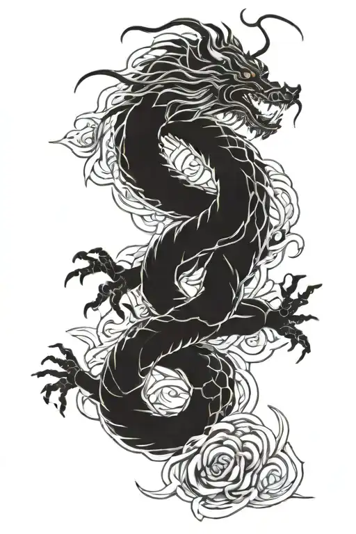 Japanese Dragon Entwined