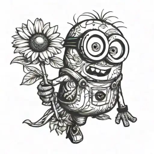 Minion Holding Daisy Flower In Hand