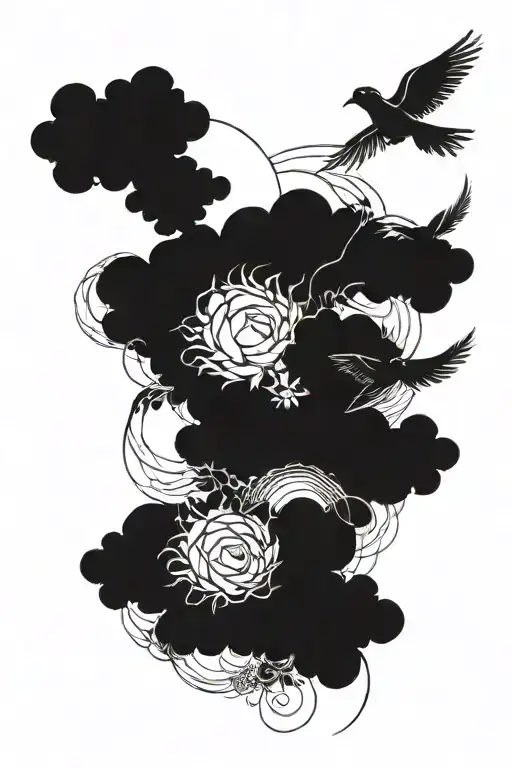 Long Live Dame With Clouds And Sunshine And A Heaven Bird