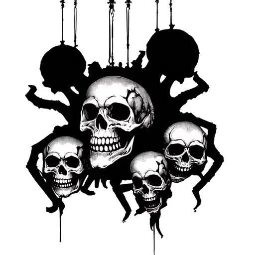 Skulls And Spiders Hanging From Skull