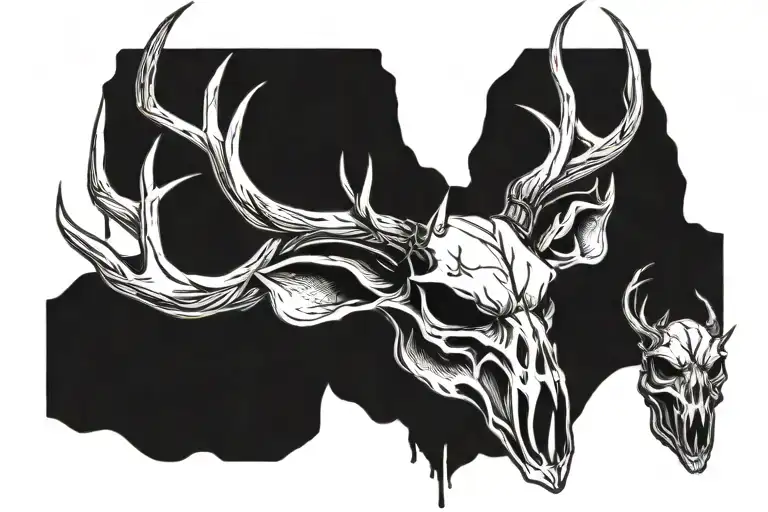 Deer Head Dark Tall Horn Skull