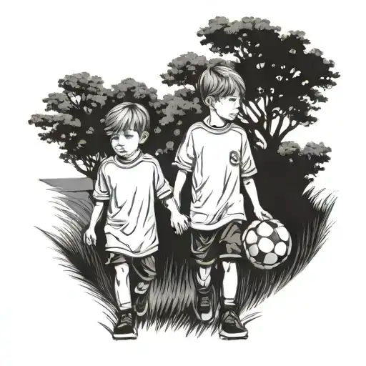 Twin Boys Walking To A Soccer Field
