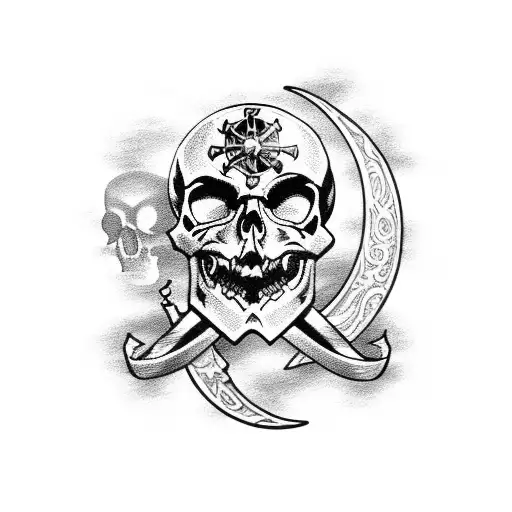 Pirate Skull With A Moon