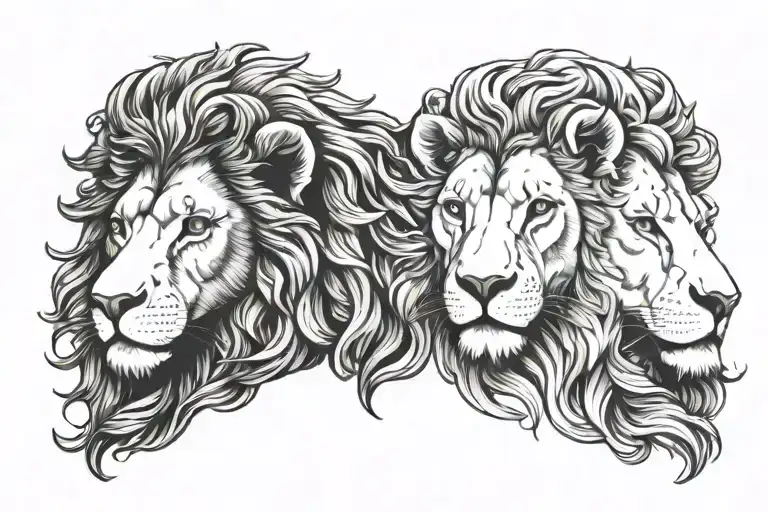 Half Face Lamb And Half Faced Lion Head