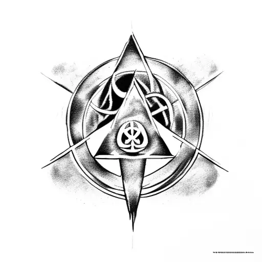 Deathly Hallows Symbol With Wand Through The Middle