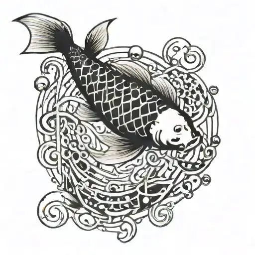 A Koi Fish Swimming Through Musical Notes Incorporated