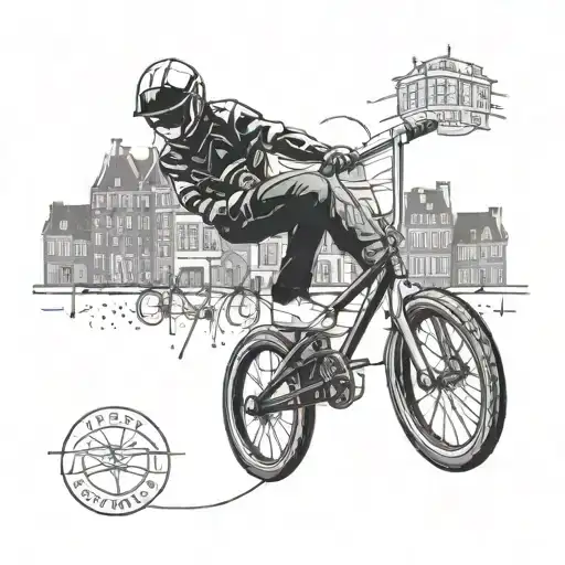 A Bmx Rider Doing A Trick With A Background Of Amsterdam's Iconic Canal Houses