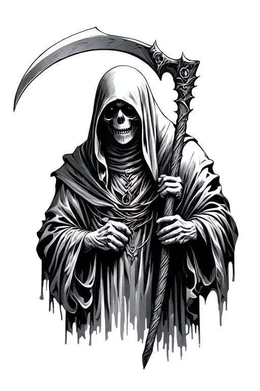 Grim Reaper Holding A Scythe