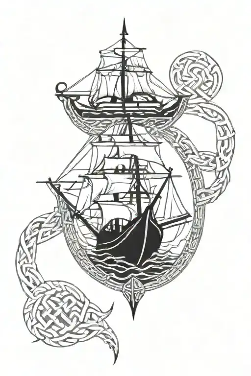 Ships And Celtic Knot