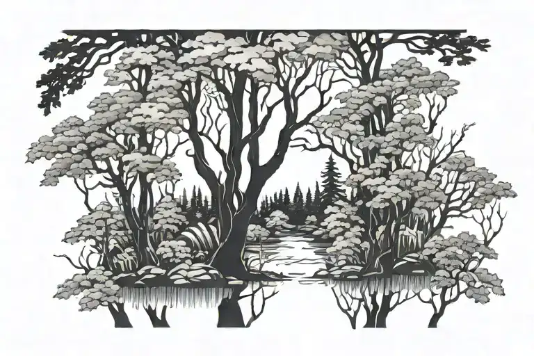 Shadows And Dark Forest With