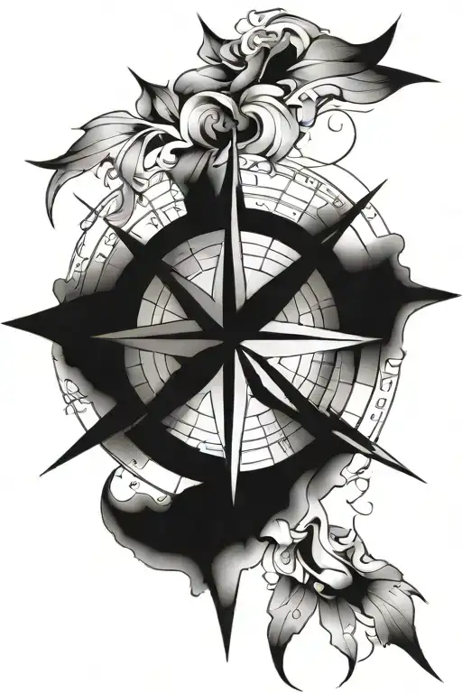 Compass Rose With Intricate