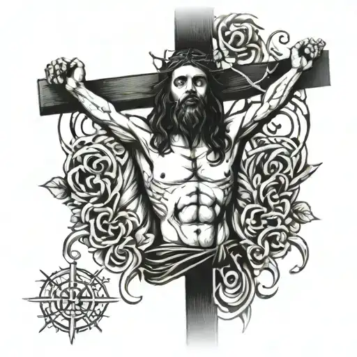 Dark Creepy Old School Crucified Jesus Christ