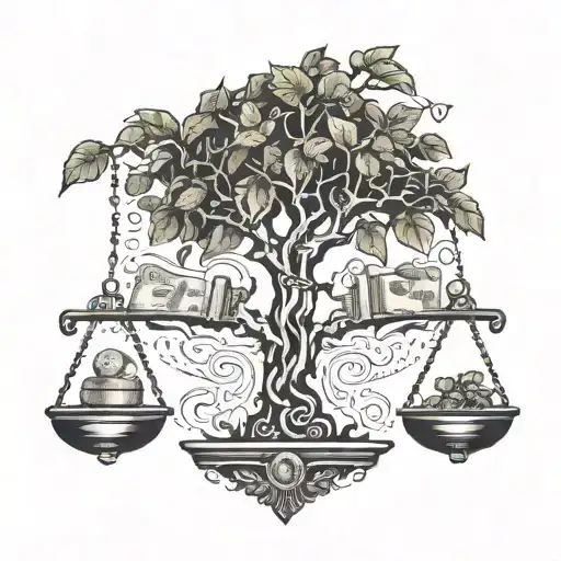 Balanced Scale One Side Bullets One Side Money Tree Growing