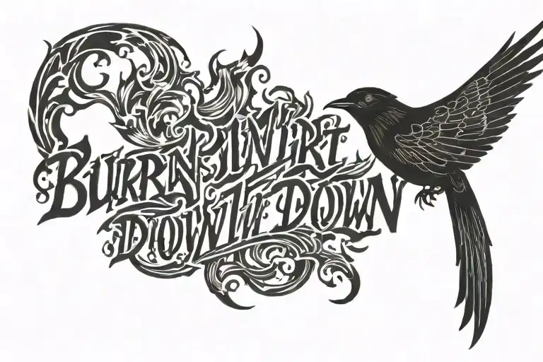 Text Only Saying Burn It Down On Fire With A Blackbird