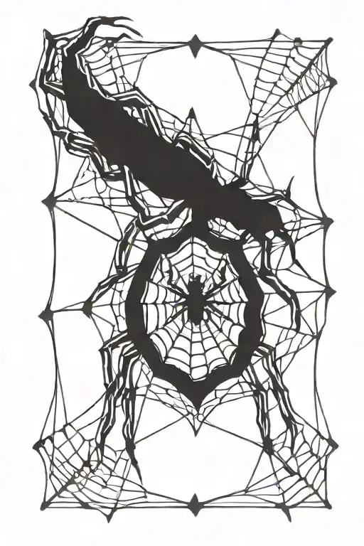 Spider And Web Tattoo Design Basic Simple