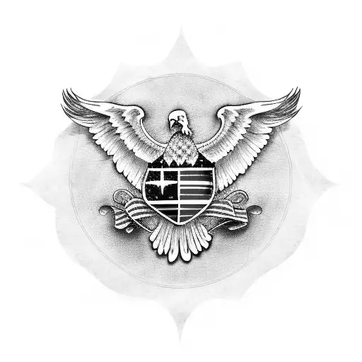 American Flag With Eagle And Skull Sleeve