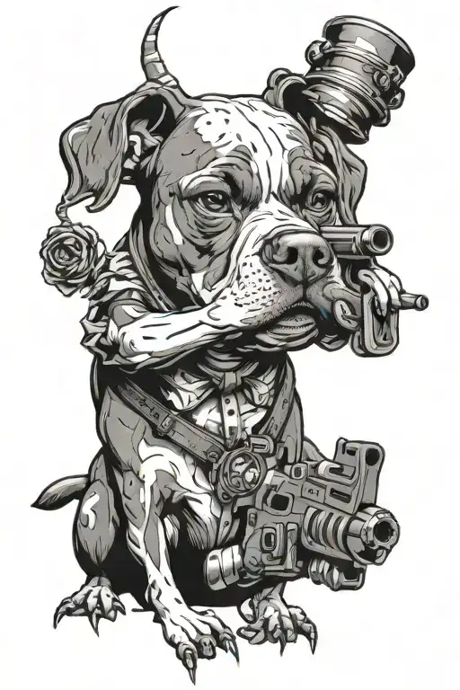 Pitbull And Clown With Gun