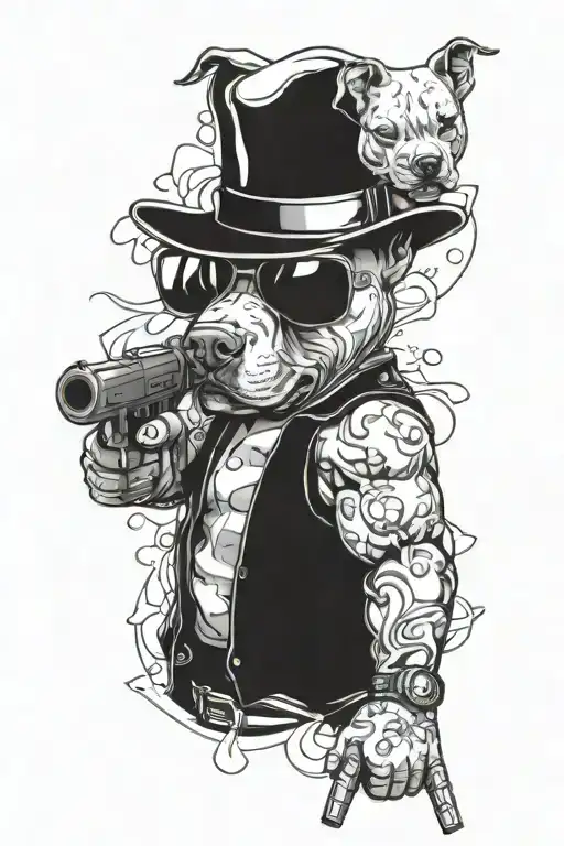 Pitbull And Clown With Gun