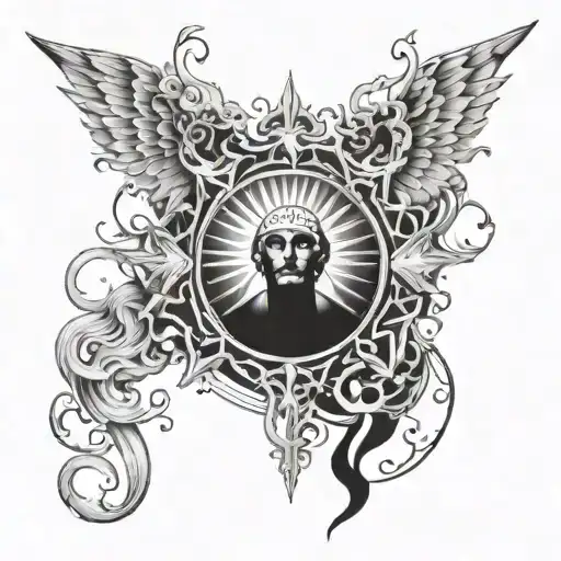 Mythology With Sun Rays On The Chest At The Top Right