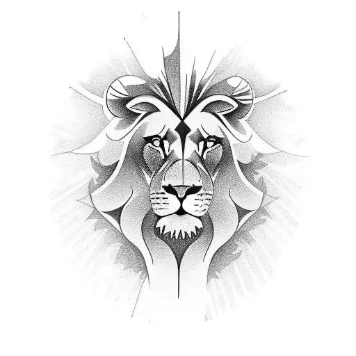 A Majestic Lion Standing In A Peaceful Forest With Rays Of Light Shining Through The Trees