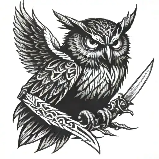 A Fierce Owl With Kenpachi Zaraki's Eyepatch And Sword