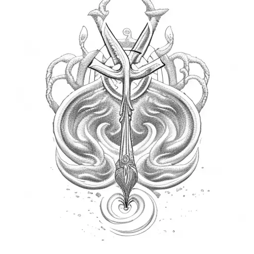 Neptune's Trident With Ocean Waves