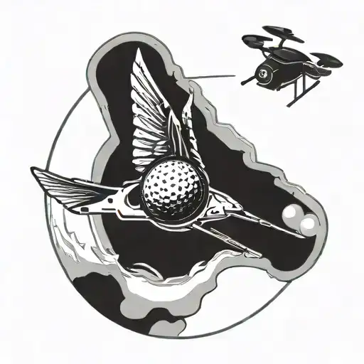 A Golf Ball Morphing Into A Poker Chip With A Drone Flying Overhead