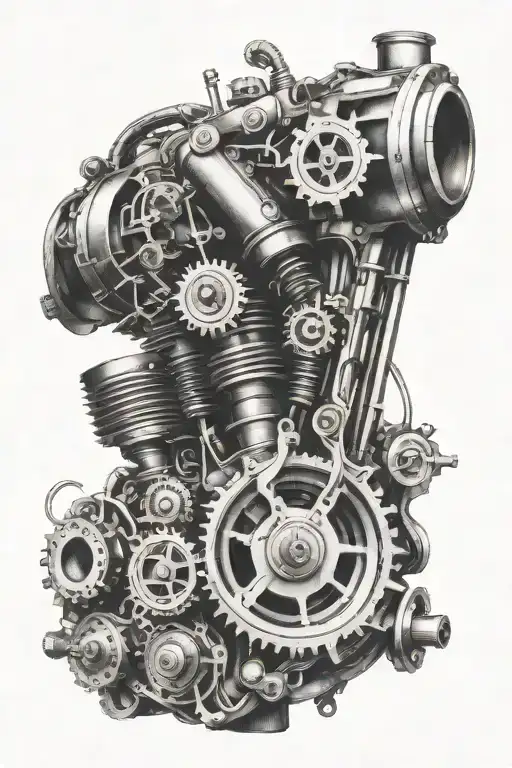 A Engine Morphing Into Intricate Clock Mechanism Intertwined
