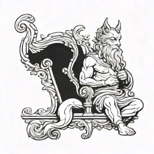 God Zeus And 1 Cat Sitting By His Side View