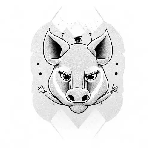 Pumba From The Lionking Black Outline Minimal Shading